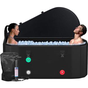 HotMax XXL Drop Stitch Ice Bath Tub for Recovery 216 Gal, Compatible with Water Chillers, Cold Plunge Tub with Insulated Lid, Multi-layer Portable Bathtub for Cold Water Therapy(59IN*32.2IN*27IN)