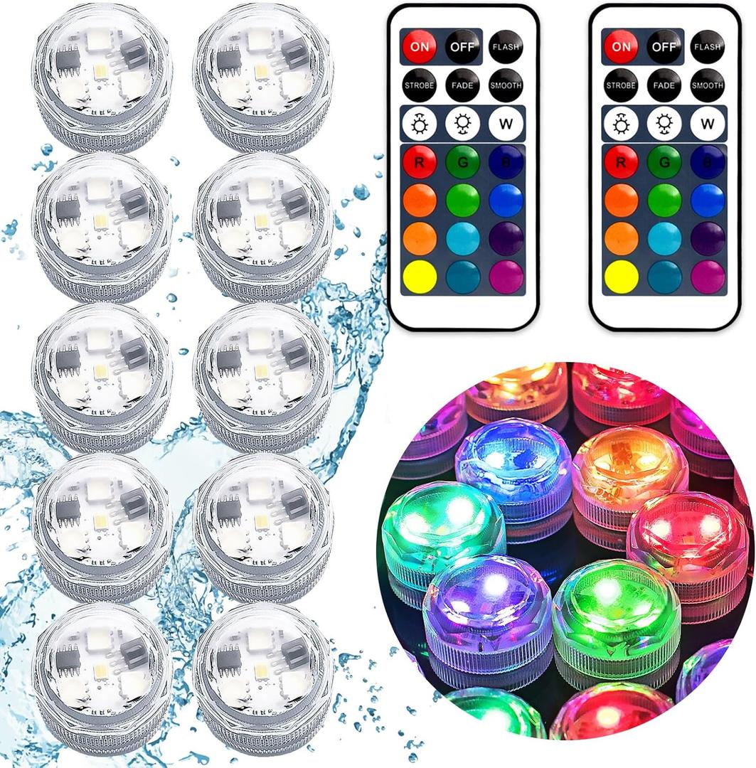 Mini Submersible LED Lights, Waterproof LED Tea Lights Candle with Remote Battery Operated,RGB Color Changing for Vase Home Party Wedding Table Centerpieces