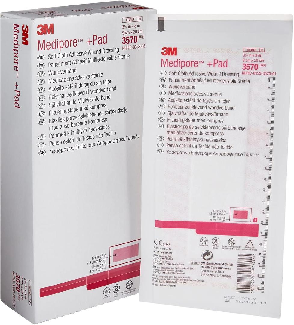 3M MEDIPORE +PAD Soft Cloth Adhesive Wound Dressing, 25 Ct