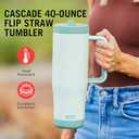 Built 40 oz Cascade Flip Straw Tumbler, Double Wall Insulated Bottle, Gym & Sport Bottles - Stainless Steel & Straw Lid, Leak-Proof, Soft Bumper Base, Portable BPA-Free (Mint)