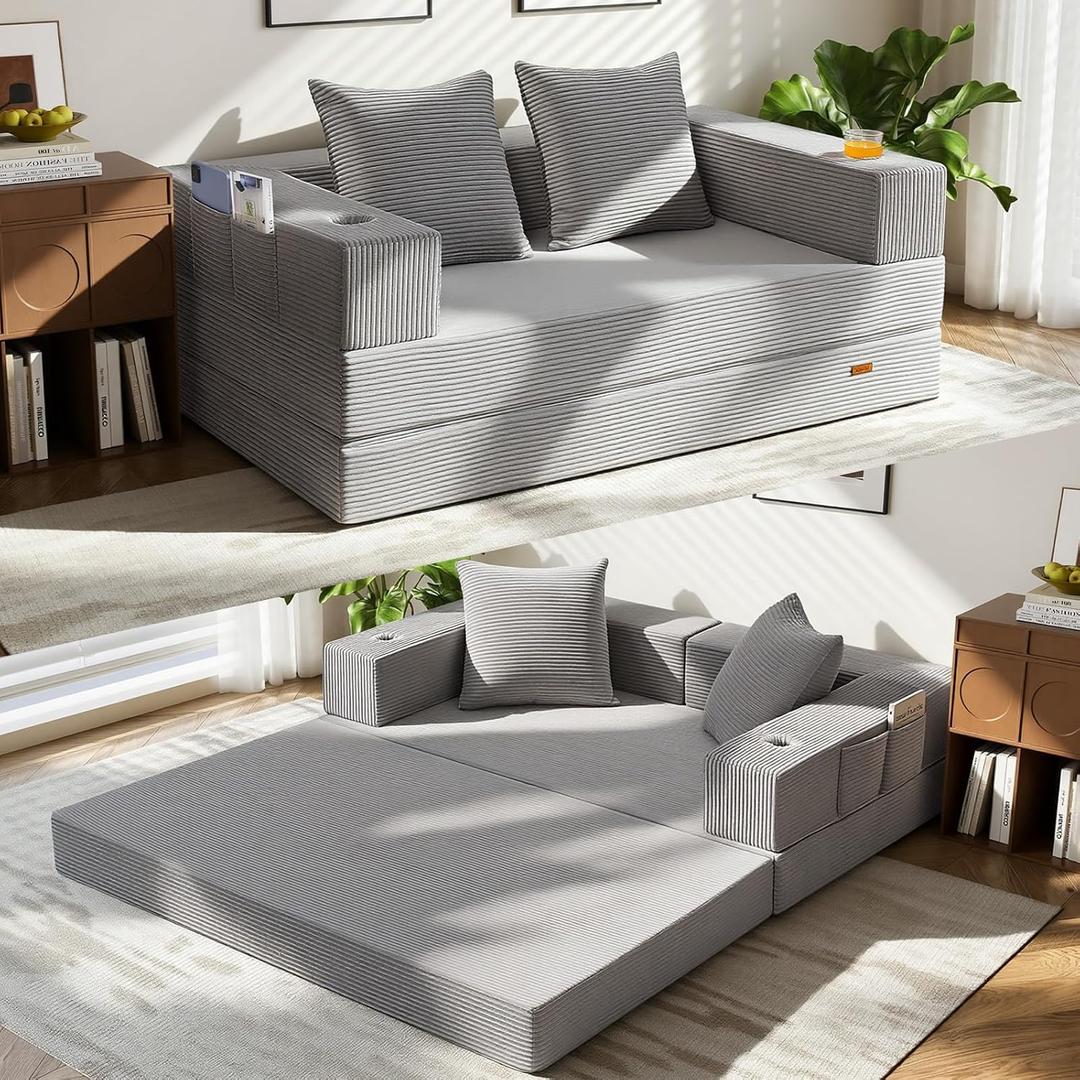 COMAX Boneless Futon Sofa Bed, 59" Small Low-Profile Floor Couch