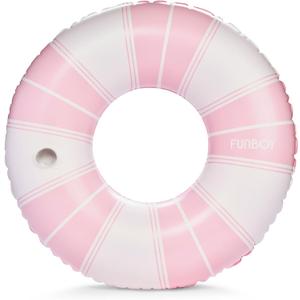 FUNBOY Giant Vintage Stripe Inflatable Pool Float with Cup Holder 48" Pool Float for Adults|Inner Tube Pool Toys Swim Rings Swimming Pool Accessories & Pool Lounger Float for Pool Party & Summer (Pink) FUNBOY Giant Vintage Stripe Inflatable Pool Float with Cup Holder 48" Pool Float for Adults|Inner Tube Pool Toys Swim Rings Swimming Pool Accessories & Pool Lounger Float for Pool Party & Summer (Pink)