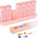 KOVIUU Weekly Pill Organizer 3X a Day, Detachable Pill Box 7 Day, Large 3 Times Daily Pill Case, Travel Pill Container Holder, Week Medication Dispenser Pillbox for Vitamin Supplement Medicine, Pink