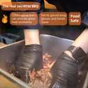 BBQ Gloves Disposable Heat Resistant - 2 Reusable Cotton Liners & 50 Nitrile Gloves for Barbecue Smoker, Grilling, Cooking Hot Meat, Food Prep - 5Mil, Non-Slip Grip, Black Large