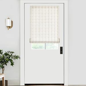 LazBlinds No Tools No Drill Bamboo Roller Shades, Cordless Bamboo Blinds, Light Filtering Roll Up Blinds for Windows, French Door, Porch or Patio, 26'' W x 40'' H, Whitewash B