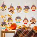 4 x 3sscha 12 Packs Fall Scarecrow Poking Craft Kit - Thanksgiving Creative DIY Foam Poke Fabric Art Set for Kids Make Your Own Autumn Card Party Decoration Gift School Classroom Rewards Activity Supplies