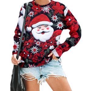 VILOVE Ugly Christmas Sweatshirt Women Snowman Graphic Pullover Xmas Hoodie Merry Christmas Print Tee Cute Crewneck Tops