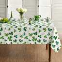 Horaldaily St. Patrick's Day Rectangular Tablecloth 6084 Inch, Shamrock Irish Clover Luck Washable Table Cover for Party Picnic Dinner Decor (Green)