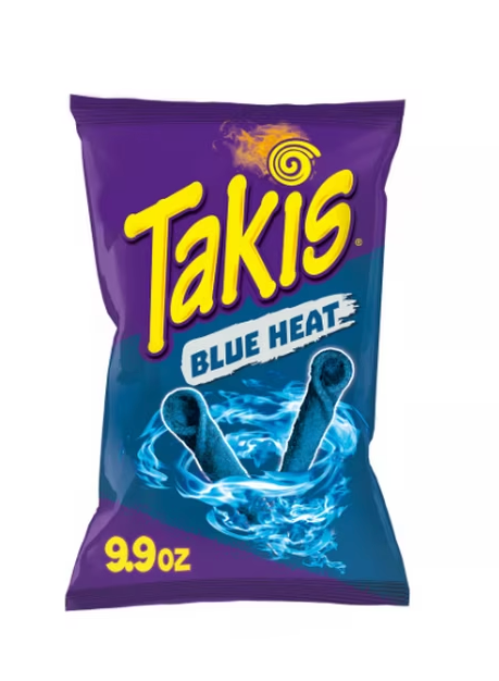 Takis Blue Heat 14 ct, 9.9 oz Sharing Size Case, Hot Chili Pepper Flavored Extreme Spicy Rolled Tortilla Chips, BBD 12/01/2025