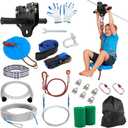 FAHKNS Zipline for Backyard Kids and Adults: 200FT Up to 400 lbs - Upgraded Quick Tightening System,Removable Trolley,Height Adjustable Thickened Seat,Outdoor Kids Play Equipment