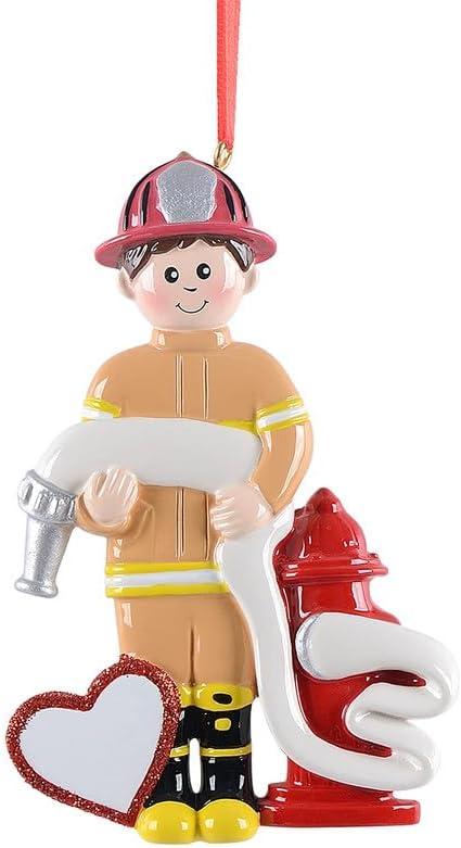 Personalized Firefighter Christmas Ornament - Firefighter Ornament with Fire Hose - 2025 Fireman Chrismtas Gift - Gift for Fireman, Hero, Friends, Dad - Free Customization