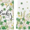 Artoid Mode Flower Clover Shamrock St.Patrick's Day Kitchen Dish Towels, 18x26 Inch Farmhouse Holiday Spring Decoration Cleaning Set of 2