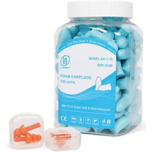 LYSIAN Slim Fit Foam Ear Plugs for Sleeping Women, Kids Small-100 Pairs, 35dB SNR Noise Reduction Earplugs Disposable for Sleep, Snoring, Work, Shooting Loud Noise, Lake Blue