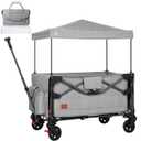 EVER ADVANCED Foldable into Bag Travel Wagon Stroller for 2 Kids & Cargo, Collapsible Toddler Wagon with Removable Canopy, Adjustable 5-Point Harness, Lightweight Carry-on Stroller for Airplane