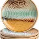 UNICASA Dessert Plates, 6.5 Inch Appetizer Plate Set of 4 - Microwave & Dishwasher Safe Ceramic Side Dish for Salad, Snacks, Japanese Plates (Light Brown)