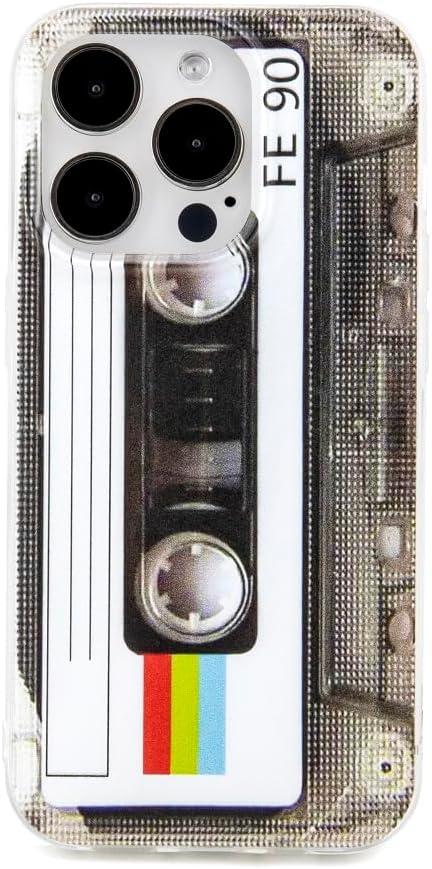 Case for iPhone 14 Pro Matte Finish Heavy Duty Soft Back Cover with Reinforced Corners TPU Soft Bumper Retro Cassette Tape Case Compatible with iPhone 14 Pro