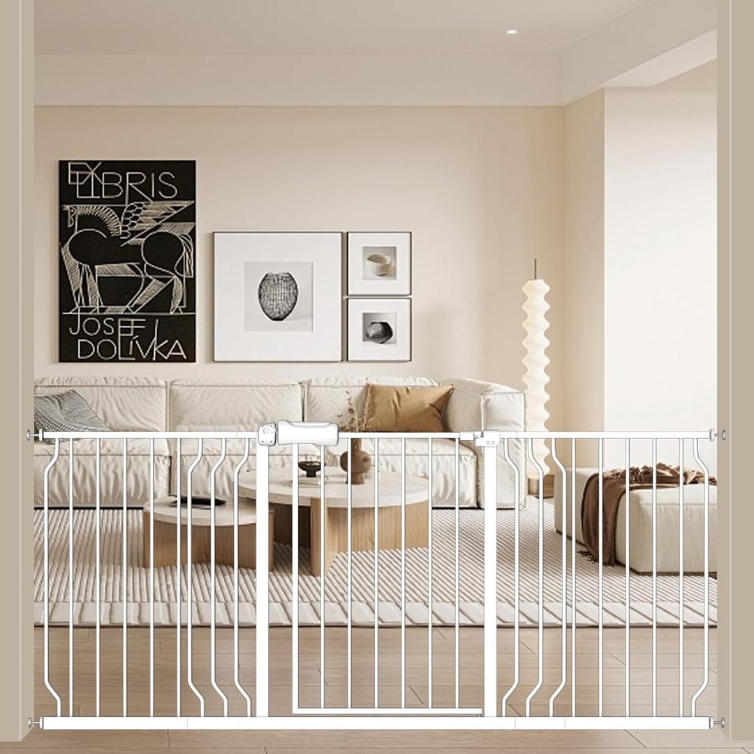 ALLAIBB Extra Wide Pressure Mount Baby Gate Auto Close Metal Child Dog Pet Safety Gates with Walk Through for Stairs,Doorways,Kitchen and Living Room (66.93-71.65"/170-182cm)