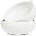 DAILY RITMO Large Serving Bowls with Handles 2-Pack Set | 8.5" Size | Serve Side Dishes, Salad, Pasta, Versatile Mixing, Noodle, Pho and Ramen