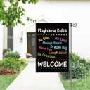 Playhouse Rules Garden Flag, Funny Neutral Colors Welcome Yard Sign for Outside, Clubhouse Home Tree House Decor, Cute Flag for Kids Gifts for Children Outdoor Decor