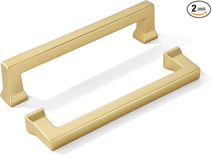 khtumeware 2 Pack 10inch(256mm) Hole Center Brushed Brass Cabinet Pulls Heavy-Duty Satin Brass Cabinet Hardware Pulls for Kitchens, bathrooms and Dresser Handle