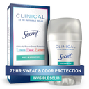 Secret Clinical Strength Antiperspirant Deodorant for Women, Free & Sensitive, 3X Stress Protection, 72hr Sweat & Odor Protection, PH Balancing Minerals, Invisible Solid, Unscented, 1.6 oz 