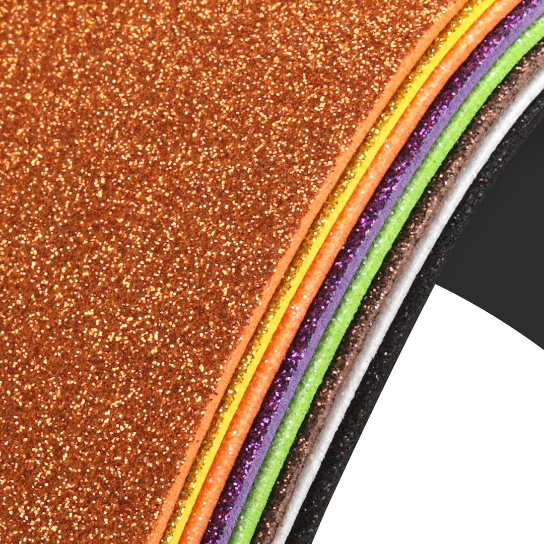 3 x 8 Pack Glitter Foam Sheets Craft 8 x 12 inch, 8 Colors Sparkles Foam Paper for Art Crafts Projects, Classrooms Scrapbook Gift DIY Cutters Card Party Decoration (Halloween)