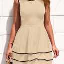 PRETTYGARDEN Women's 2026 Summer Sundresses Casual Elegant Sleeveless Flowy Tiered Ruffle A Line Mini Graduation Party Dress (Beige, M)
