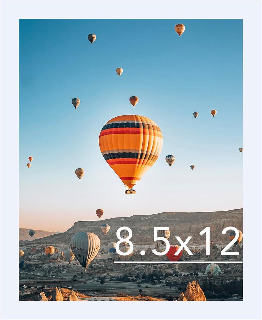 JCJMY 8.5x12 Picture Frame White for Wall Hanging or Tabletop, Wall Mounting Horizontally or Vertically, 8.5 x 12 Wall Gallery Poster Photo Frame with Shatter Resistant Plexiglass, White