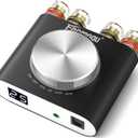 Facmogu M6 200W Mini Bluetooth 5.0 Audio Power Amplifier, 100Wx2 Dual Channel HiFi Stereo Mini Speaker AMP w/Optical/AUX/BT Input, Home Audio Wireless Amplifier Receiver with 24V Power Supply - Black