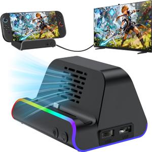 Switch 2 Dock Station, Switch 2 Portable TV Docking Station with Cooling Fan, 4K@120Hz HDMI Output, Dual USB Ports & Type-C Charging, Replacement Docking for Nintendo Switch 2