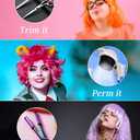 Blue Wig and Party Sunglasses, Color Bob Wig, Cosplay Wigs and Party Wigs, Rainbow Wig with Neon Glasses Blue Wig for Women - Bachelorette Party Wigs Decorations Favors (Blue)