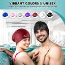2 Pack Swim Cap for Women Men Adult, Silicone Swimming Caps for Short Long Hair, Waterproof Swim Hats Bathing Caps to Keep Hair Dry with Nose Clip and Earplugs
