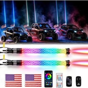 Universal 2-in-1 2FT Whipless Fat LED Whip Lights, 2 Pack