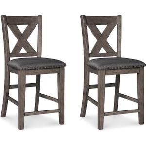 Signature Design by Ashley Caitbrook Rustic 24.63" Counter Height Upholstered Barstool, Set of 2, Gray