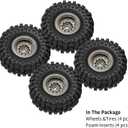 INJORA Black Coating Brass 1.0 Beadlock Wheel Tires Set for Axial SCX24 AX24 TRX4M FCX24 Upgrade 1/24 1/18 RC Crawler CarGrey