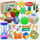 Fidget Toy Set, 35 Pcs Sensory Toy for ADD, OCD, Autistic Children, Adults, Anxiety Autism to Stress Relief and Anti Anxiety with Motion Timer, Perfect for Classroom Reward with Gift Box
