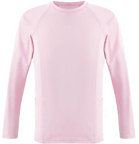 JUMPCCOKO Boys Rash Guard Long Sleeve Swim Shirt SPF UPF+ 50 Athletic Summer Fishing Shirt for Toddler Kids Rashguard Pink, 140, 110