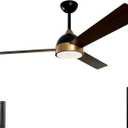 Neatfi 52-inch Ceiling Fans with Lights & Remote Control  Quiet Reversible DC Motor, Down Rod, Living Room, Kitchen & Bedroom Ceiling Fan with 3 Adjustable Light Modes (Black, 52 Inches)