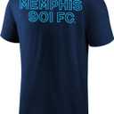 Icon Sports Men's USL Soccer Club Graphic Print Logo Front Back Short Sleeve Cotton T-Shirt | Memphis 901 FC, Badge Navy, X-Large (XL)