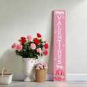 Pink Valentines Decor Valentines Porch Sign Porch Decor Gnomes Outdoor Decorations Wooden Door Decorations Indoor Outside Welcome Sign for Front Door 46.8 Inch Style 2
