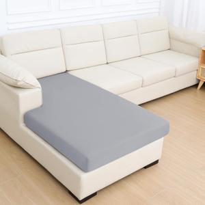 hyha Milk Silk Couch Cushion Covers for Sectional Sofa, Soft Sectional Sofa Couch Covers L Shape Washable, Outdoor Cushion Covers for Patio Furniture with Elastic Bottom(Chaise, Grey)