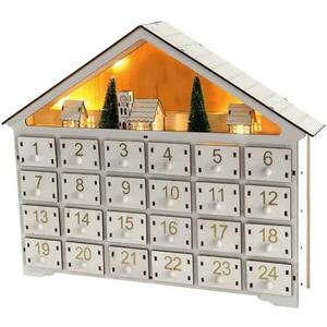 NASSMOSSE Wooden Advent Calendar with 24 Drawers and LED Lights Reusable Empty Advent Calendar to Fill Yourself DIY Christmas Calendar Unique for Christmas Decorations Gift No Battery 16"by12"