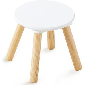 Beright Wooden Step Stool for Kids, Children's Stool Perfect Matched Sensory Table, 9 Inch Sturdy Sitting Stool with Assembled Four-Legged, 1 Pack (1Pcs, White)