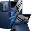 BERFY for Z Fold 7 Case with Privacy Screen Protector, [Anti Spy] Hidden Kickstand & Slide Camera Cover & Hinge Protective, Full Body Shockproof Phone Case for Samsung Galaxy Z Fold 7, Blue Stylus