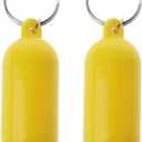 2 x 2 Pieces Yellow Floating Keychain Pills-Shape Float Key Rings for Boat Sailings Kayak Surfing Water Sports Floating Key Chain Sports Fan Key Chains Car Keychains Car Accessories