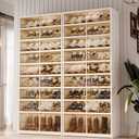 9-Tier Foldable Shoes Rack Organizer With Clear Magnetic Door, Hold Up 27 Pairs, Easy Assembly Plastic Shoe Shelf With Wheels for Door Entrance Living Room Bedroom