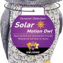 Owlsome Solar Owl with Colored Flashing Eyes, Rotating Head, Hoot Sound, Motion Detector and Silent Mode, Plastic Owl Garden Sculpture, Garden Decoration