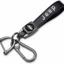 Genuine Leather Car Key Chain Compatible with Jeep Keychain Key ring Accessories for Man and Woman Black