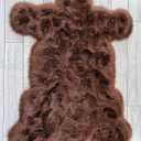 LAMBZY Bear Skin Rug Super Soft Fluffy Faux Fur for Bedroom Floor Sofa Living Room High-Density Plush Shaggy Carpet Sofa Cover Bedside Sheepskin Rug (2'x3', Brown)