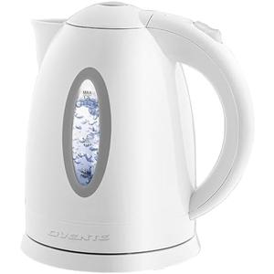 Amazon.com: OVENTE Electric Kettle, 1.7L Fast Boiling Water Heater for Coffee or Tea, BPA Free with Water Level Gauge, Auto Shut-Off, Boil-Dry Protection, Indicator Light and Removable Filter, White KP72W